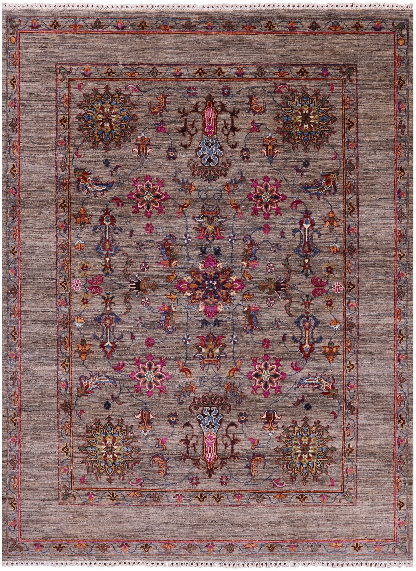 Persian Tabriz Hand Knotted Wool Rug - 5' 0" X 6' 7" - Golden Nile