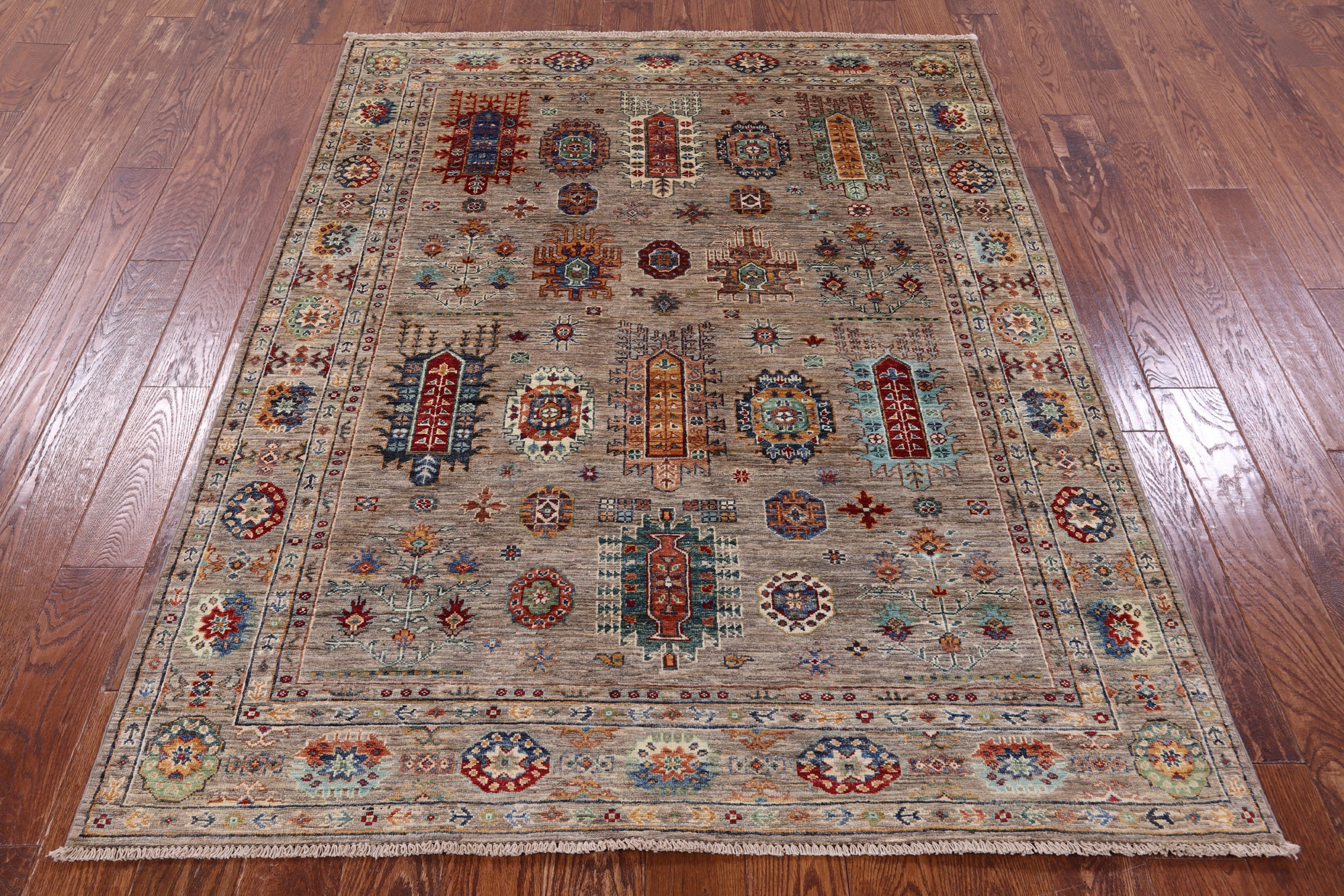 Tribal Persian Hand Knotted Wool Rug - 5' 1" X 6' 8" - Golden Nile