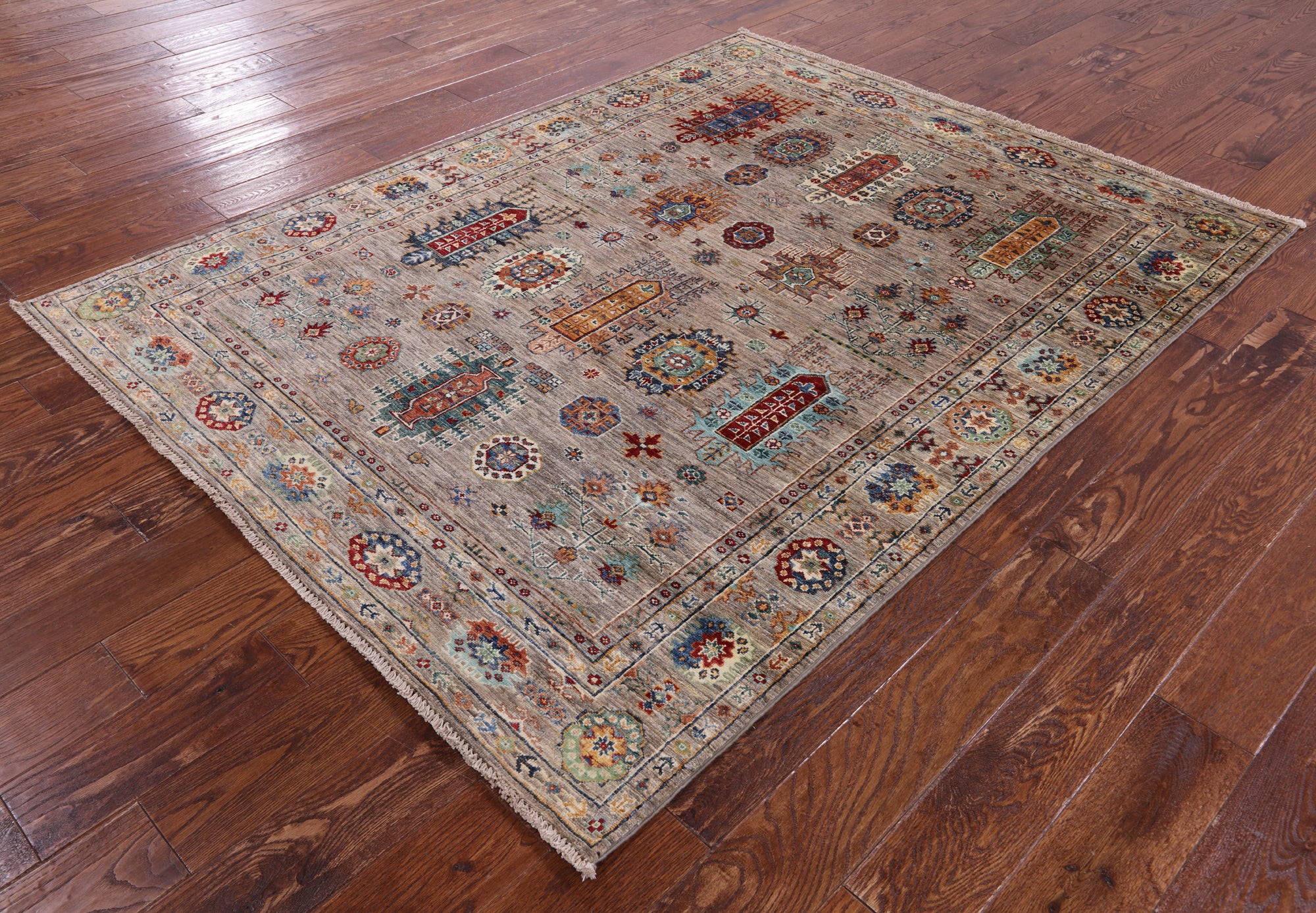Tribal Persian Hand Knotted Wool Rug - 5' 1" X 6' 8" - Golden Nile