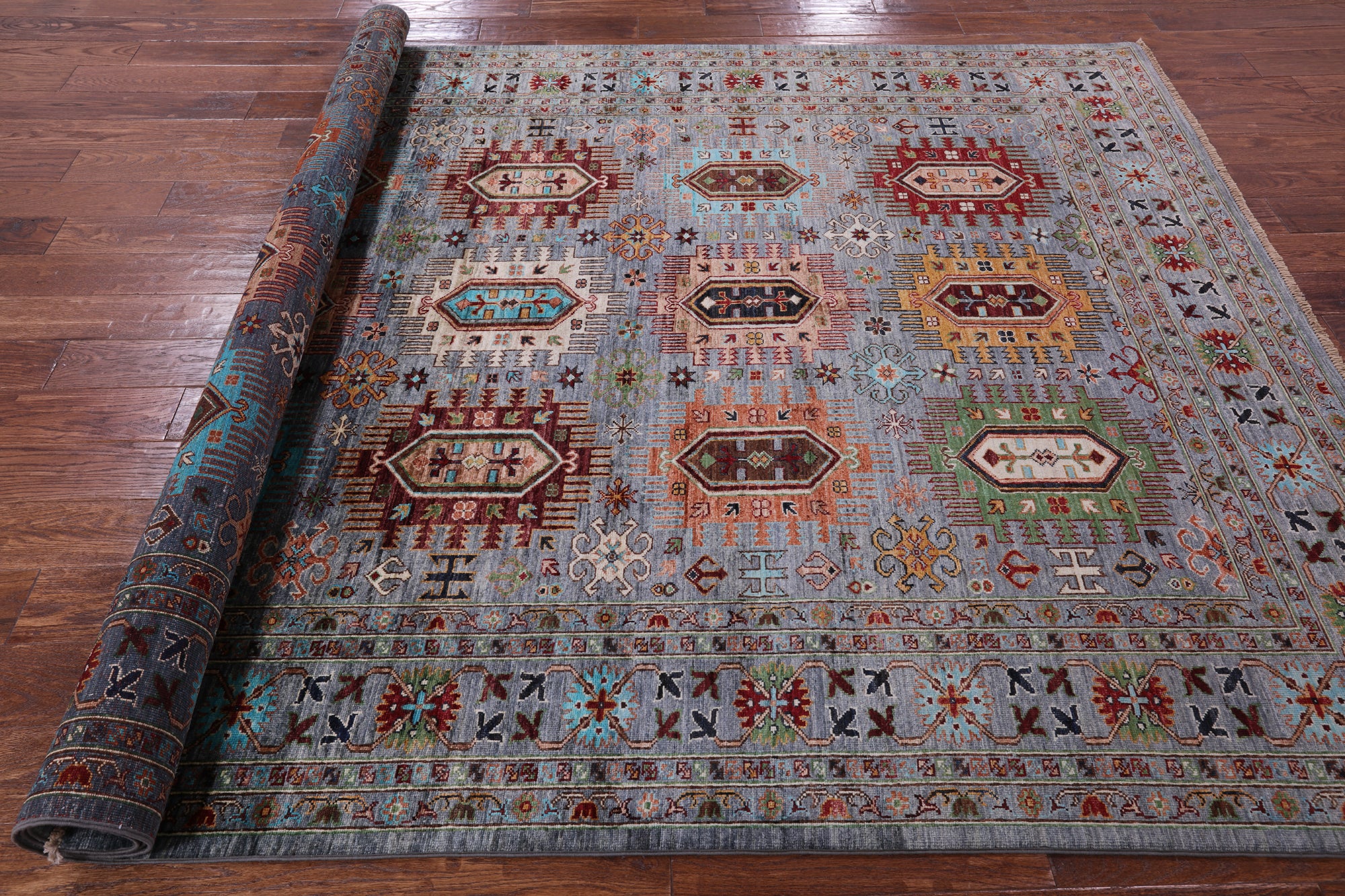 Turkmen Ersari Hand Knotted Wool Rug - 6' 9" X 9' 9" - Golden Nile