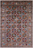 Grey Turkmen Ersari Hand Knotted Wool Rug - 6' 8" X 9' 9" - Golden Nile