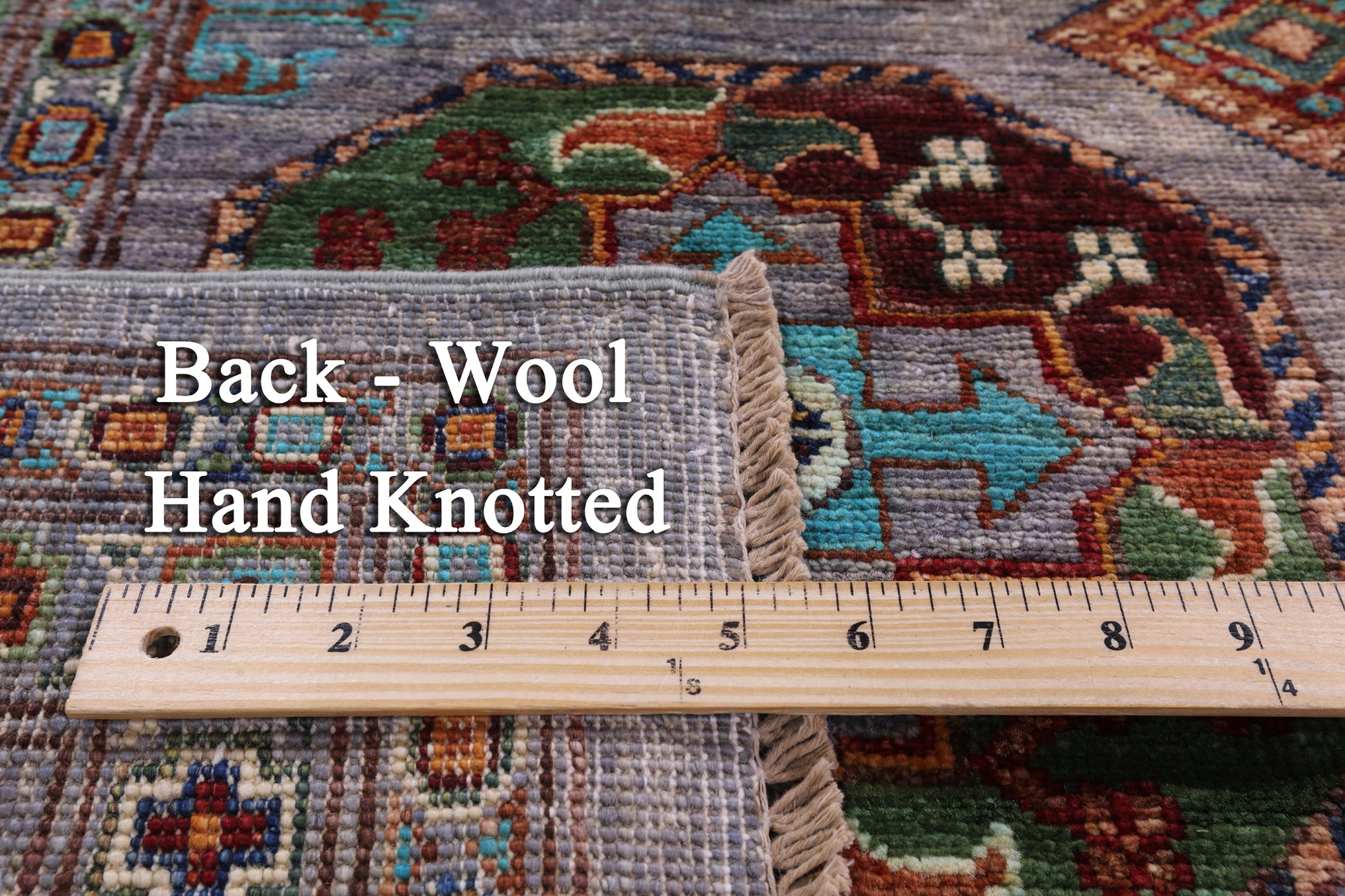 Grey Turkmen Ersari Hand Knotted Wool Rug - 6' 8" X 9' 9" - Golden Nile