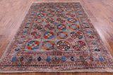 Grey Turkmen Ersari Hand Knotted Wool Rug - 6' 10" X 9' 10" - Golden Nile