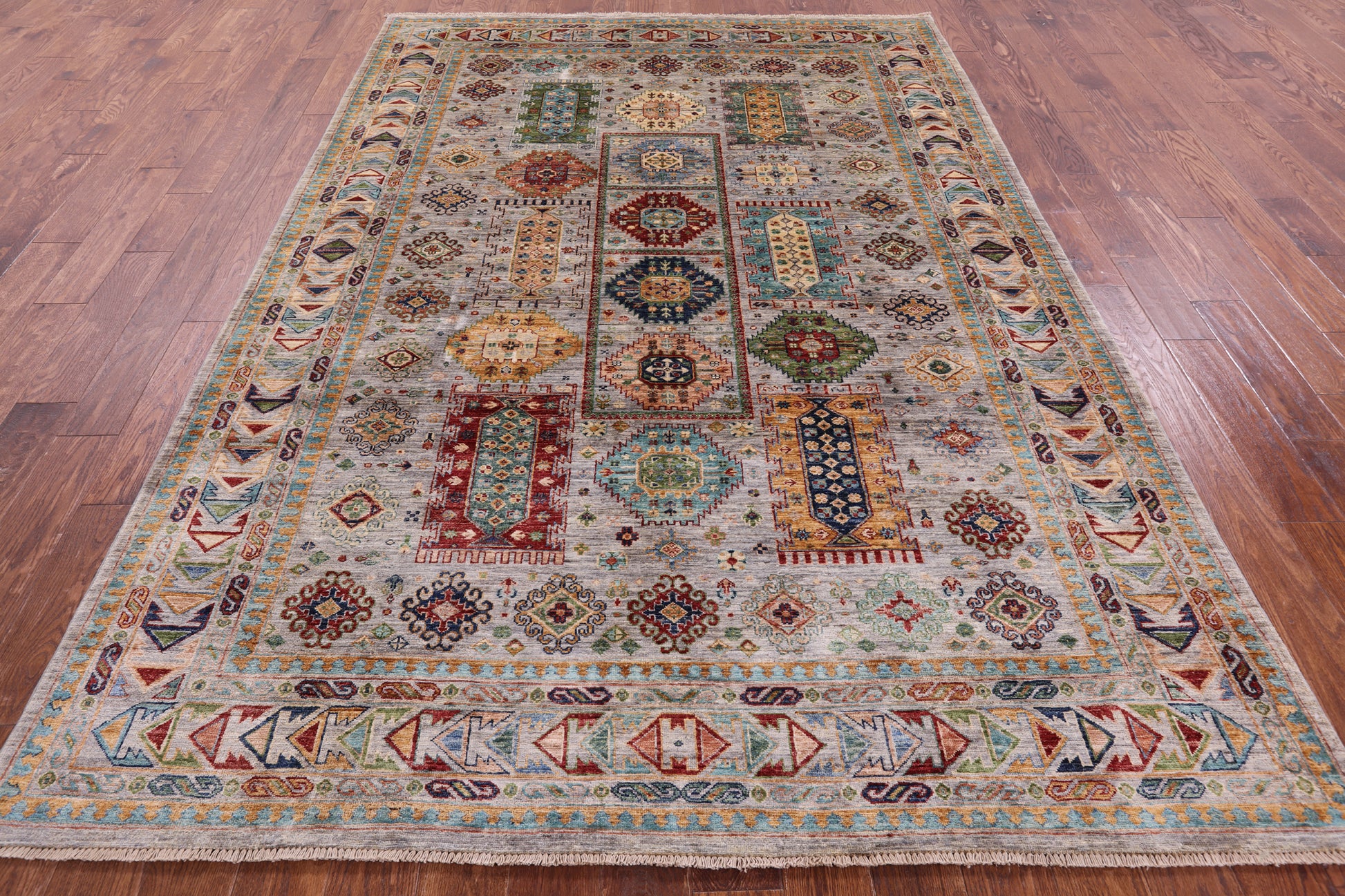 Turkmen Ersari Hand Knotted Wool Rug - 6' 9" X 10' 0" - Golden Nile