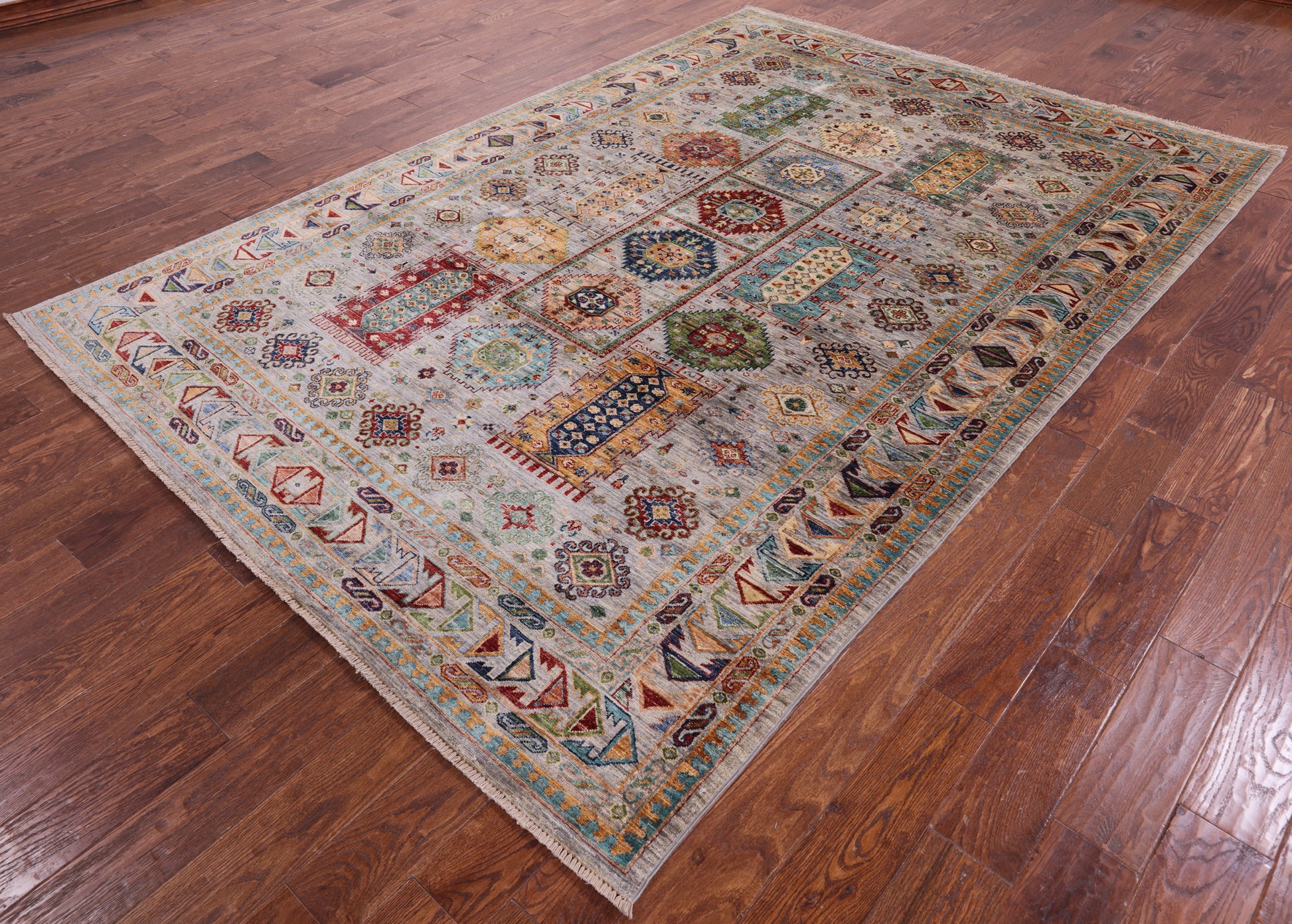 Turkmen Ersari Hand Knotted Wool Rug - 6' 9" X 10' 0" - Golden Nile