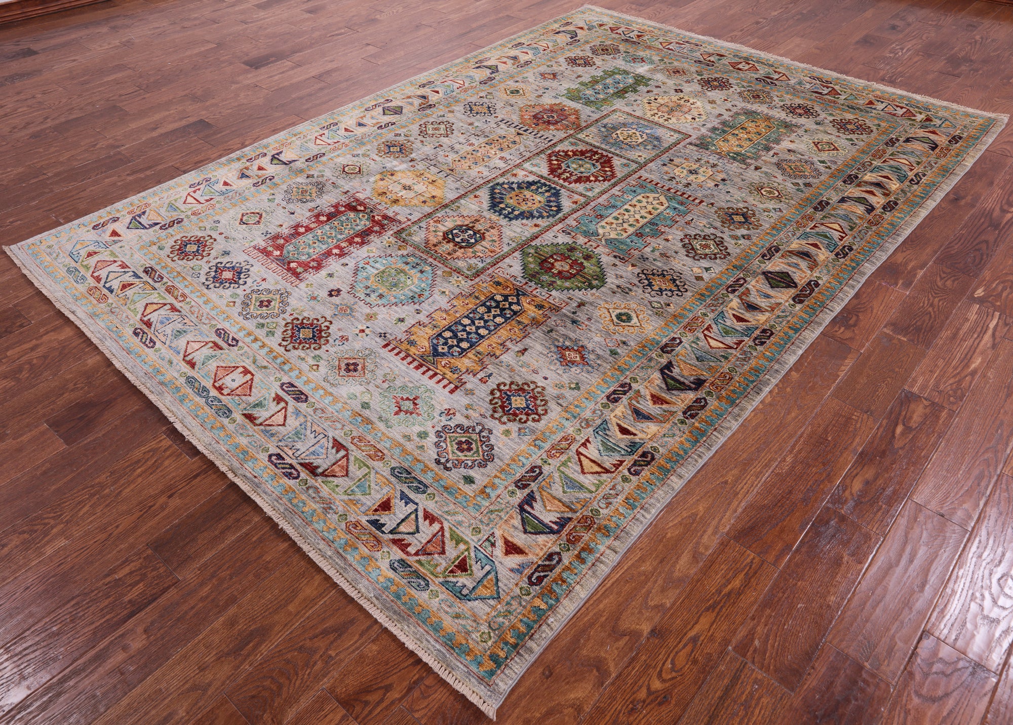 Turkmen Ersari Hand Knotted Wool Rug - 6' 9" X 10' 0" - Golden Nile