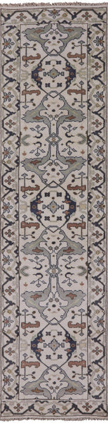 Ivory Turkish Oushak Handmade Wool Runner Rug - 2' 6" X 9' 10" - Golden Nile