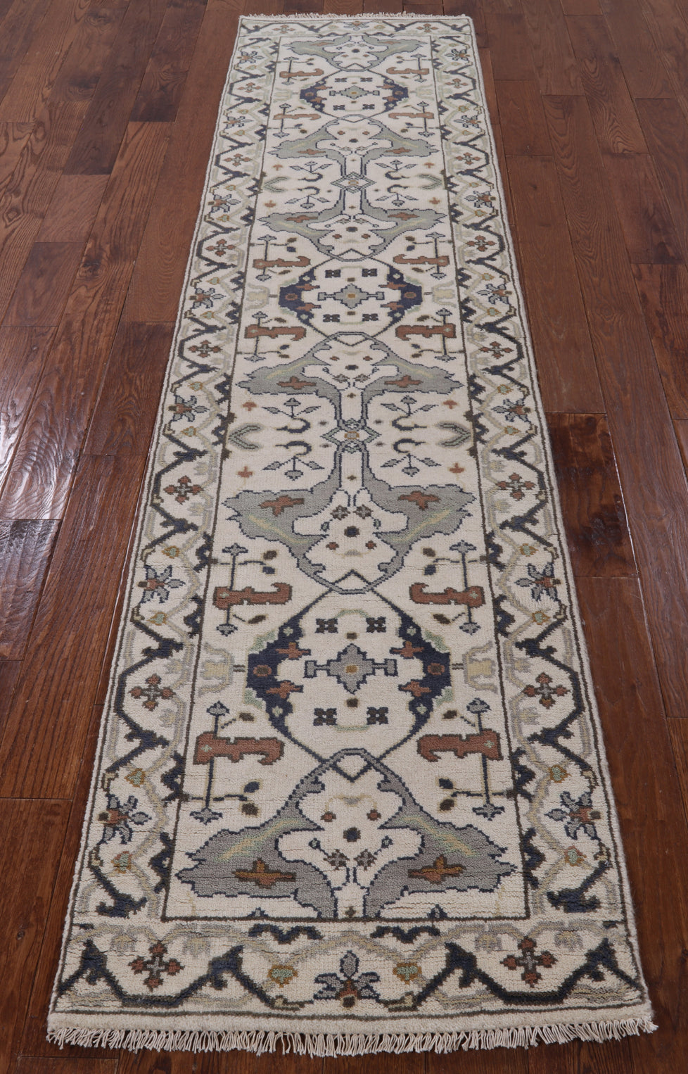 Ivory Turkish Oushak Handmade Wool Runner Rug - 2' 6" X 9' 10" - Golden Nile