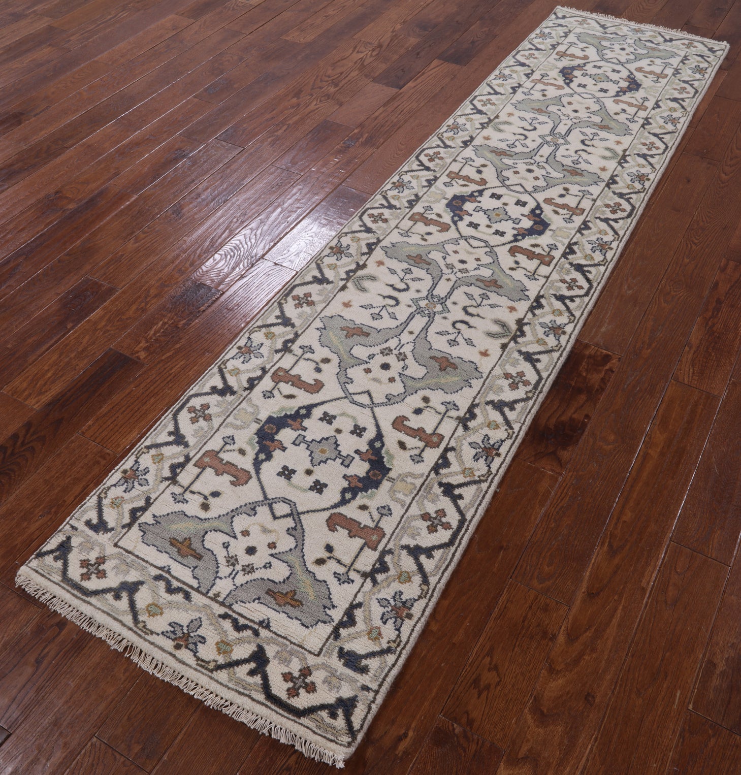 Ivory Turkish Oushak Handmade Wool Runner Rug - 2' 6" X 9' 10" - Golden Nile