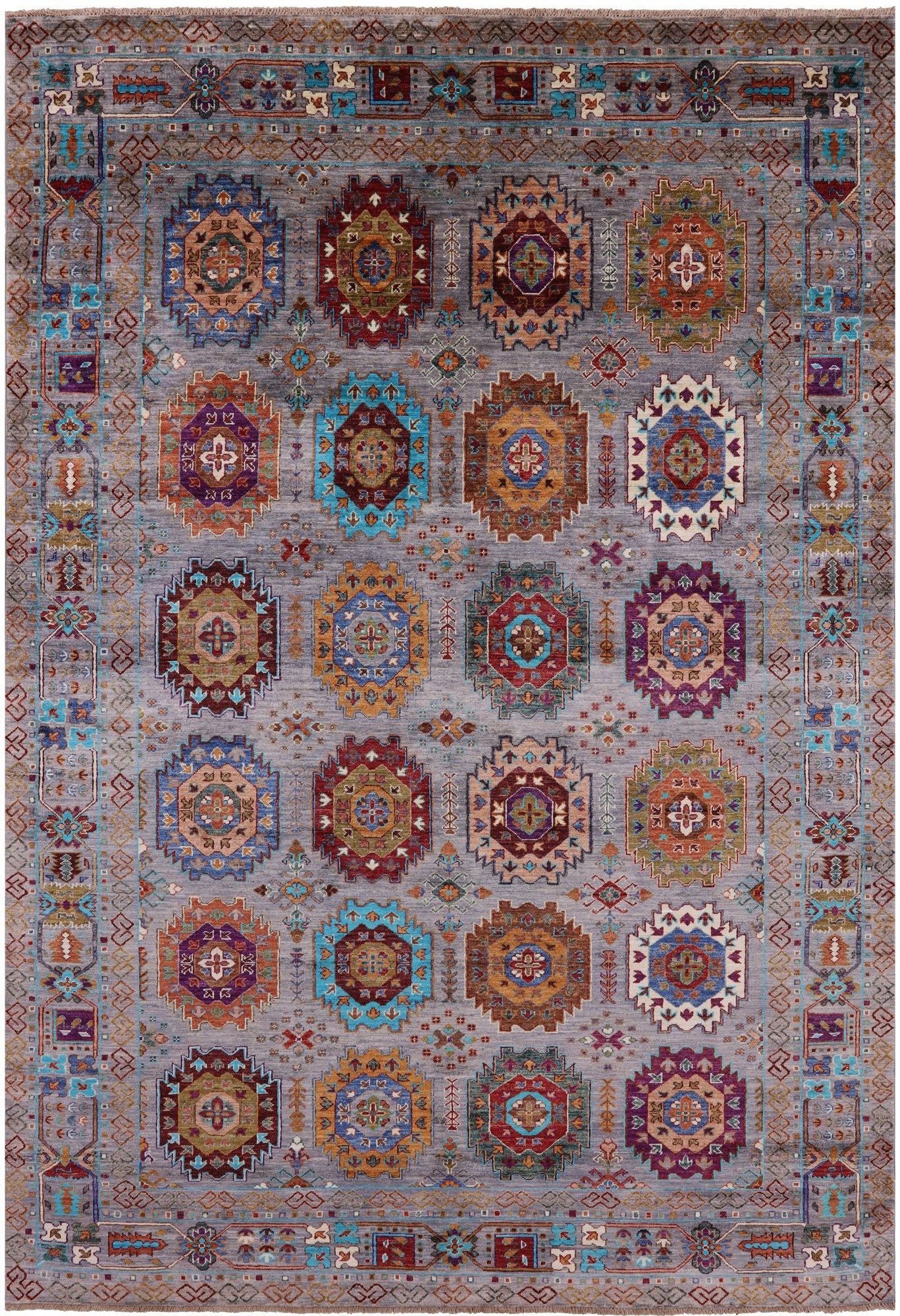 Turkmen Ersari Hand Knotted Wool Rug - 6' 9" X 9' 11" - Golden Nile