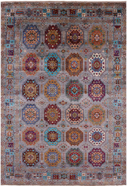 Turkmen Ersari Hand Knotted Wool Rug - 6' 9" X 9' 11" - Golden Nile