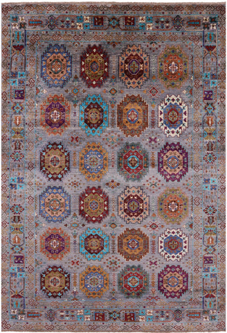 Turkmen Ersari Hand Knotted Wool Rug - 6' 9