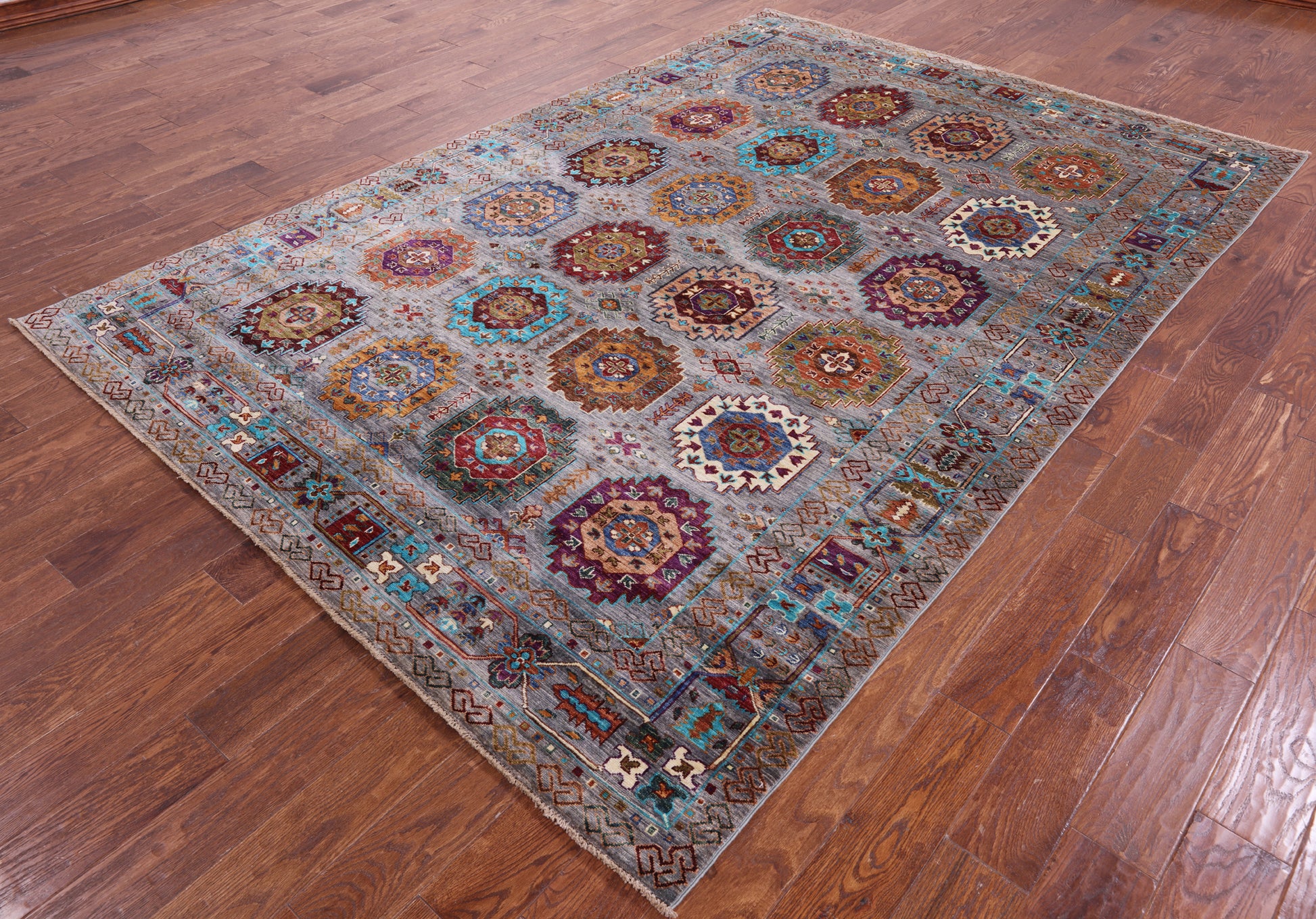 Turkmen Ersari Hand Knotted Wool Rug - 6' 9" X 9' 11" - Golden Nile