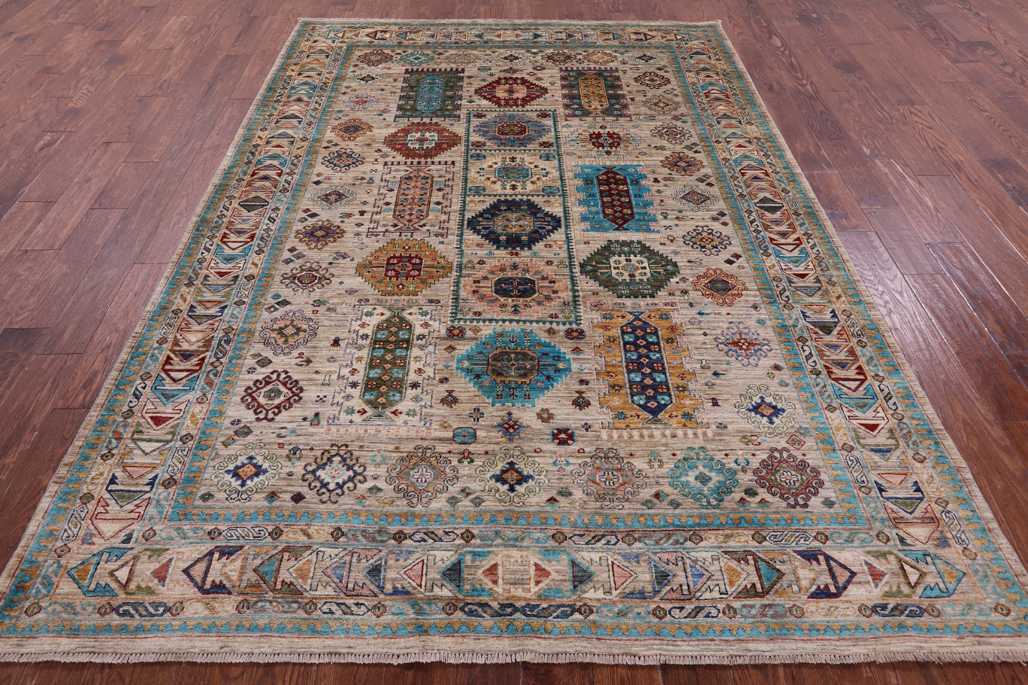 Turkmen Ersari Hand Knotted Wool Rug - 6' 8" X 9' 7" - Golden Nile