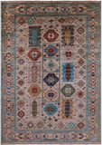 Turkmen Ersari Hand Knotted Wool Rug - 6' 8" X 9' 7" - Golden Nile