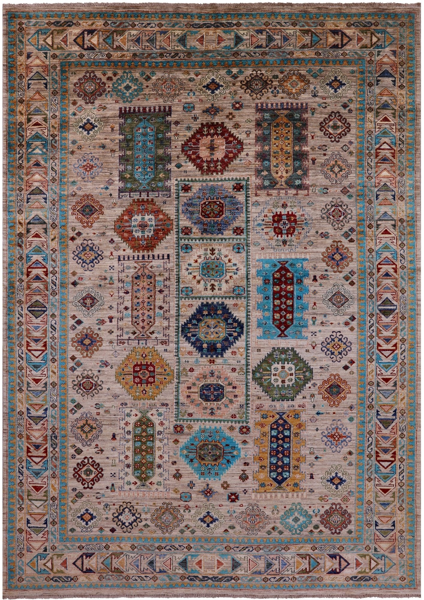 Turkmen Ersari Hand Knotted Wool Rug - 6' 8" X 9' 7" - Golden Nile