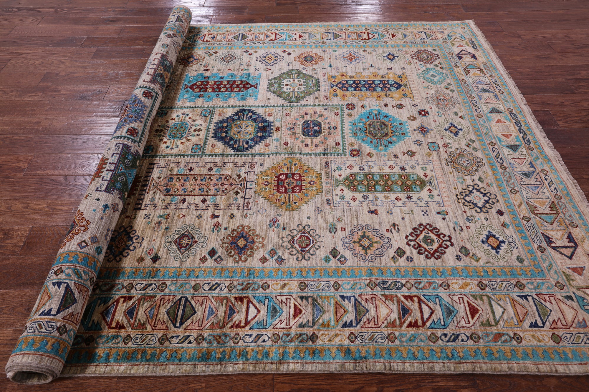 Turkmen Ersari Hand Knotted Wool Rug - 6' 8" X 9' 7" - Golden Nile