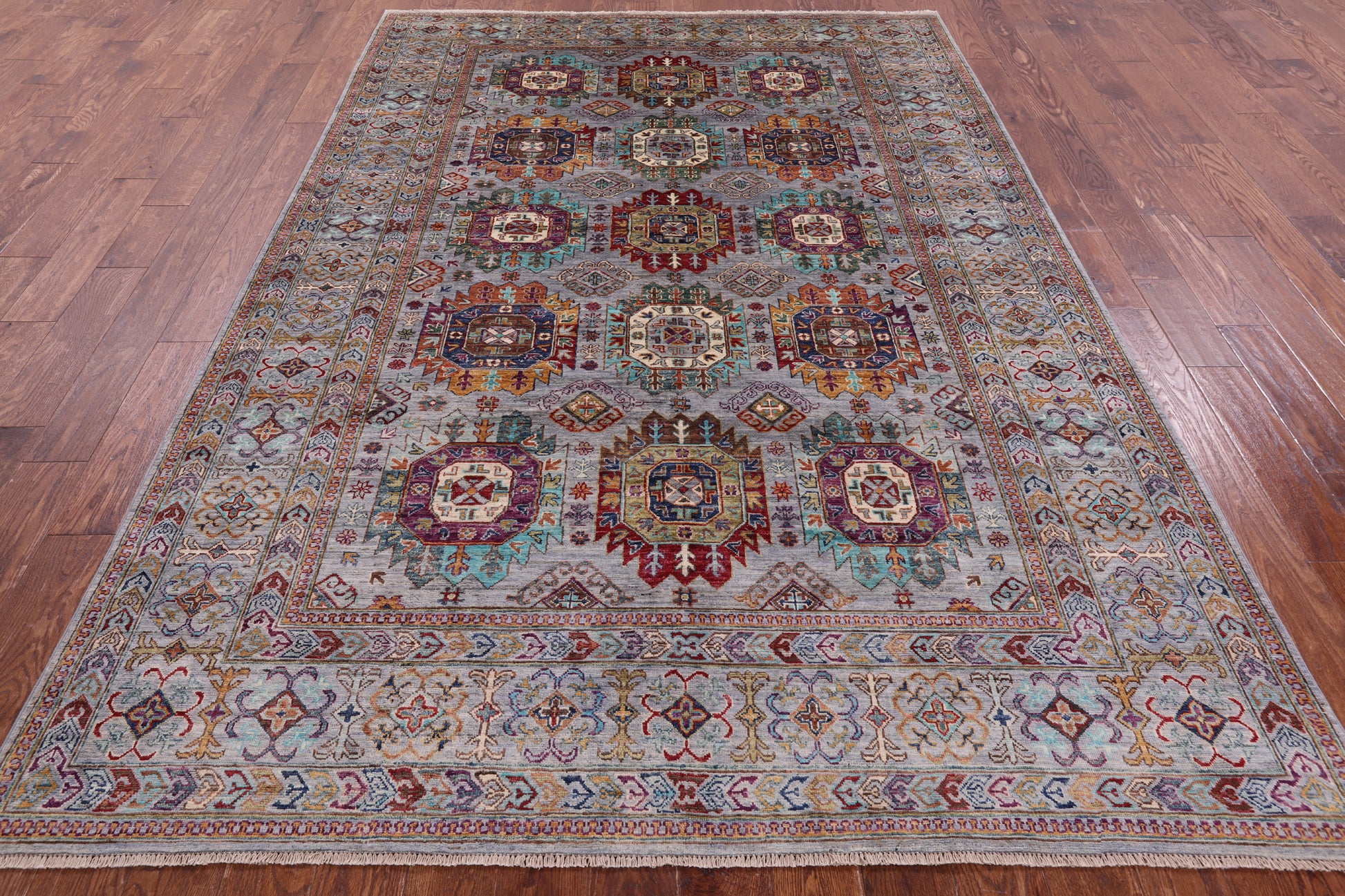 Turkmen Ersari Hand Knotted Wool Rug - 6' 9" X 9' 11" - Golden Nile