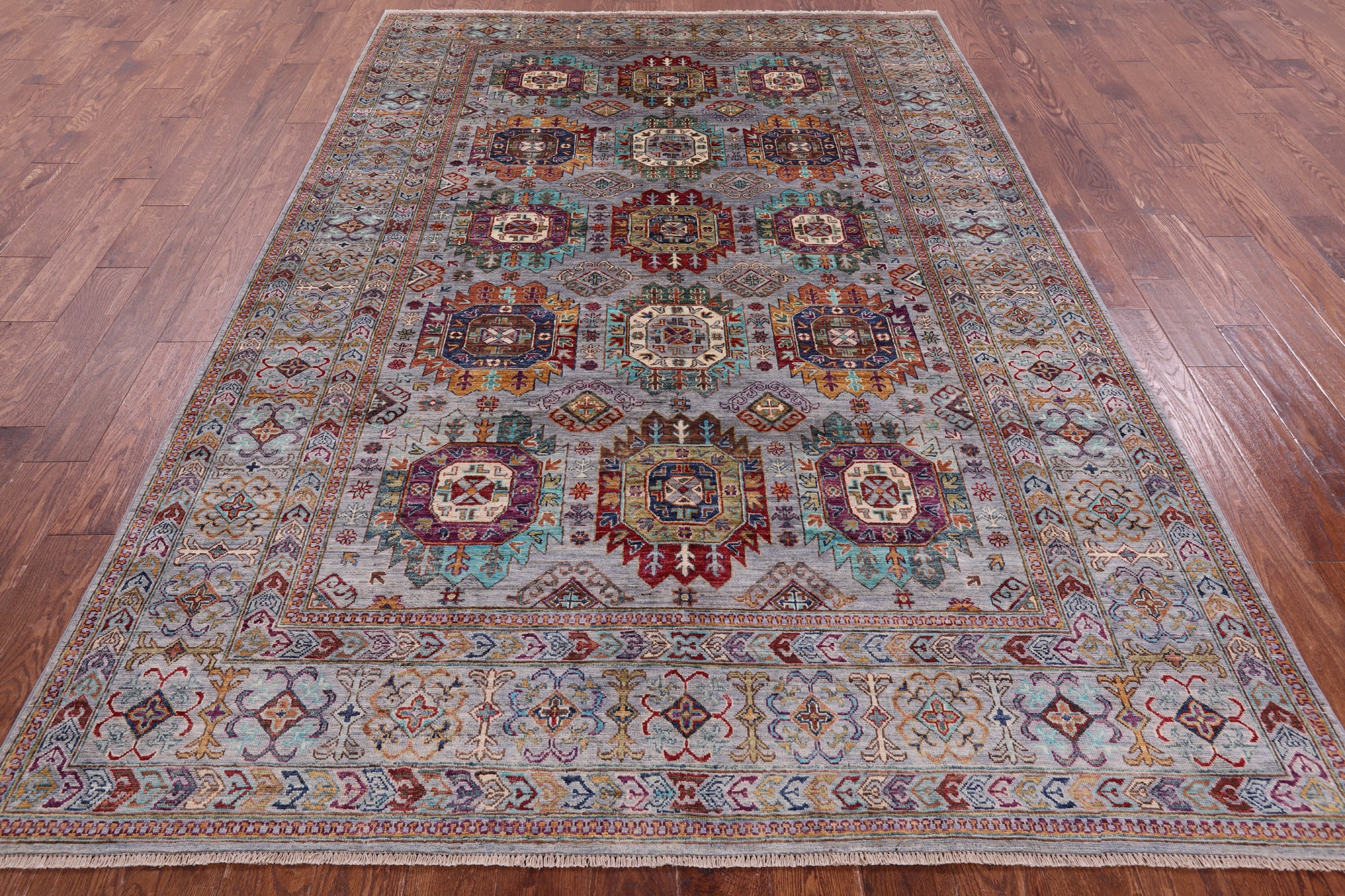 Turkmen Ersari Hand Knotted Wool Rug - 6' 9" X 9' 11" - Golden Nile