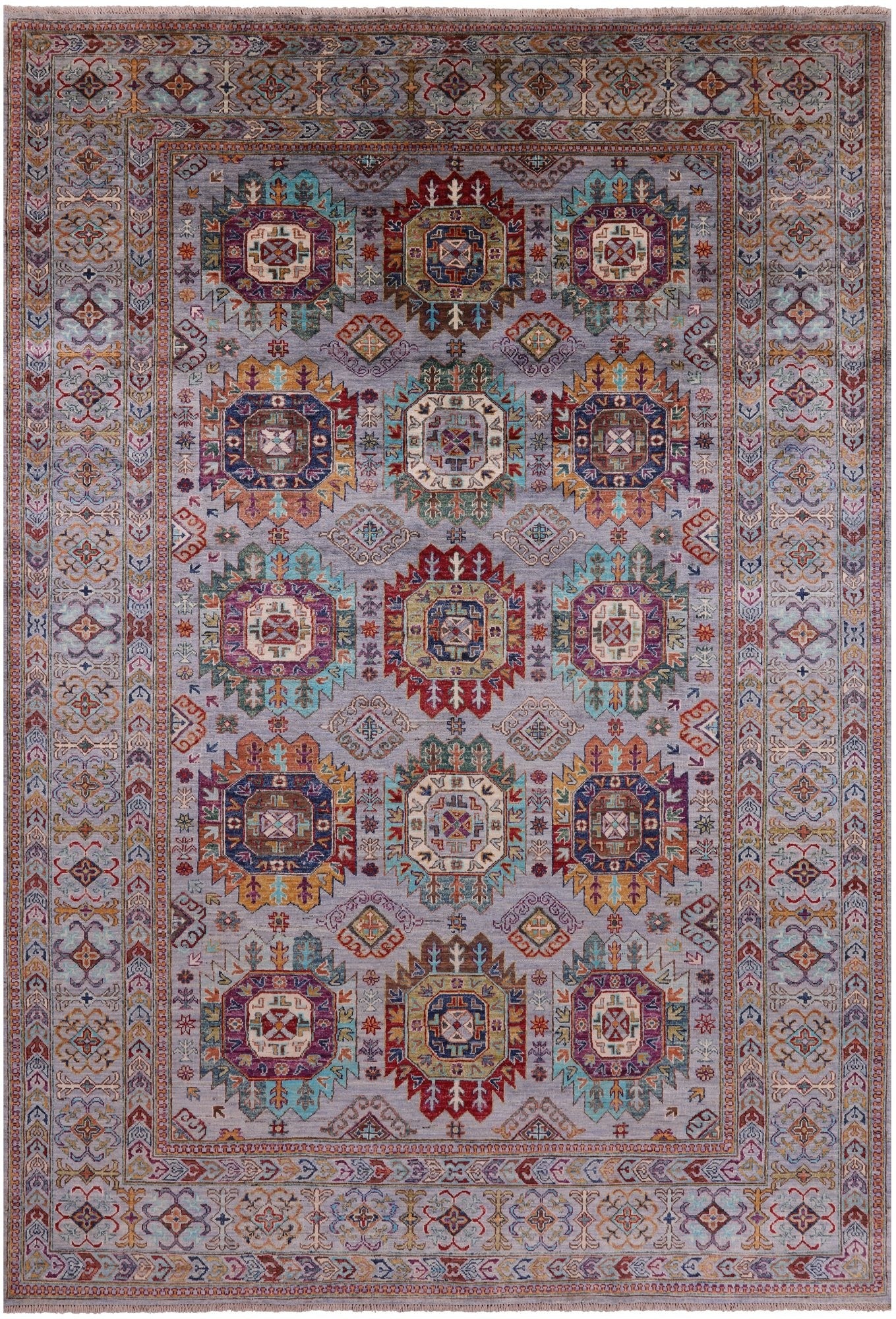 Turkmen Ersari Hand Knotted Wool Rug - 6' 9" X 9' 11" - Golden Nile