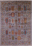 Grey Tribal Persian Hand Knotted Wool Rug - 6' 9" X 9' 8" - Golden Nile