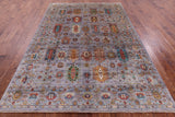 Grey Tribal Persian Hand Knotted Wool Rug - 6' 9" X 9' 8" - Golden Nile