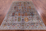 Grey Tribal Persian Hand Knotted Wool Rug - 6' 9" X 9' 8" - Golden Nile
