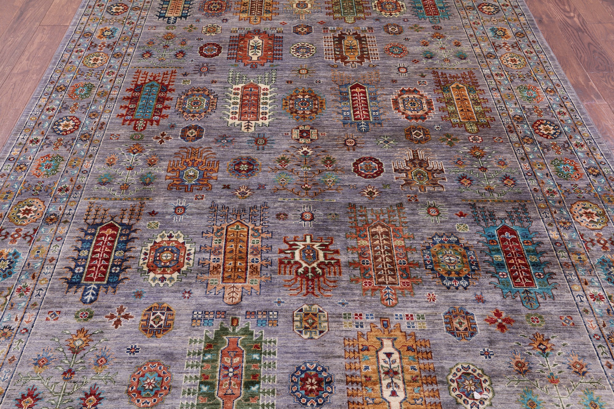 Grey Tribal Persian Hand Knotted Wool Rug - 6' 9" X 9' 8" - Golden Nile