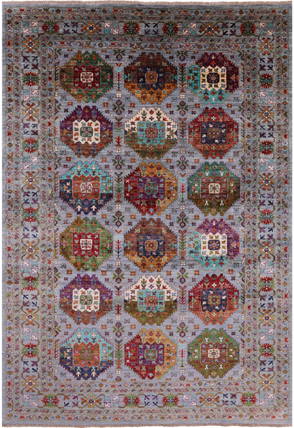 Turkmen Ersari Hand Knotted Wool Rug - 6' 9" X 9' 9" - Golden Nile