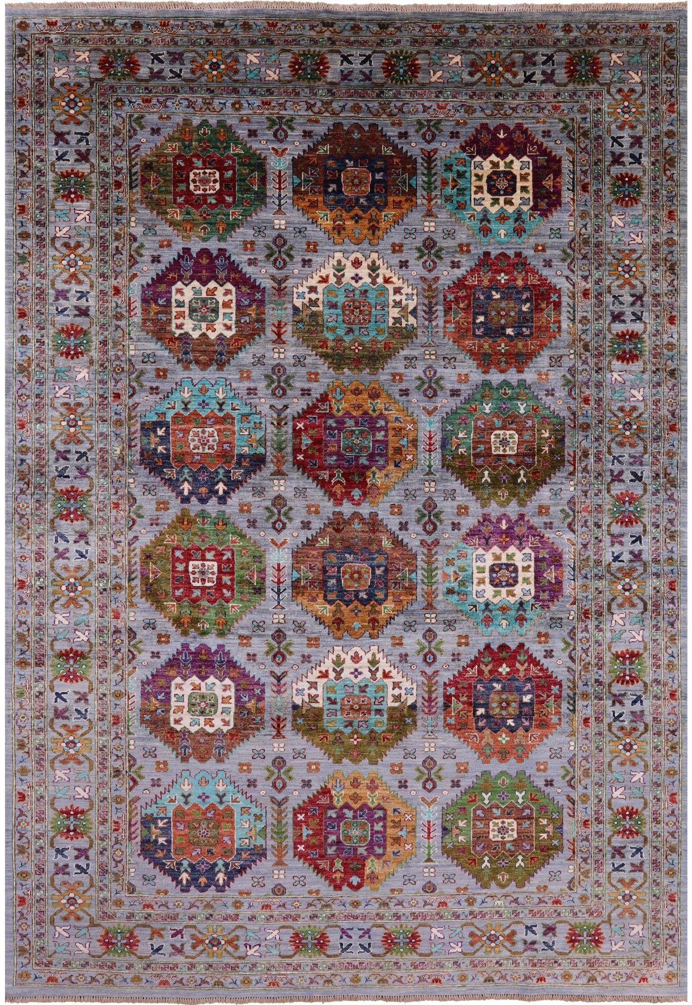 Turkmen Ersari Hand Knotted Wool Rug - 6' 9" X 9' 9" - Golden Nile