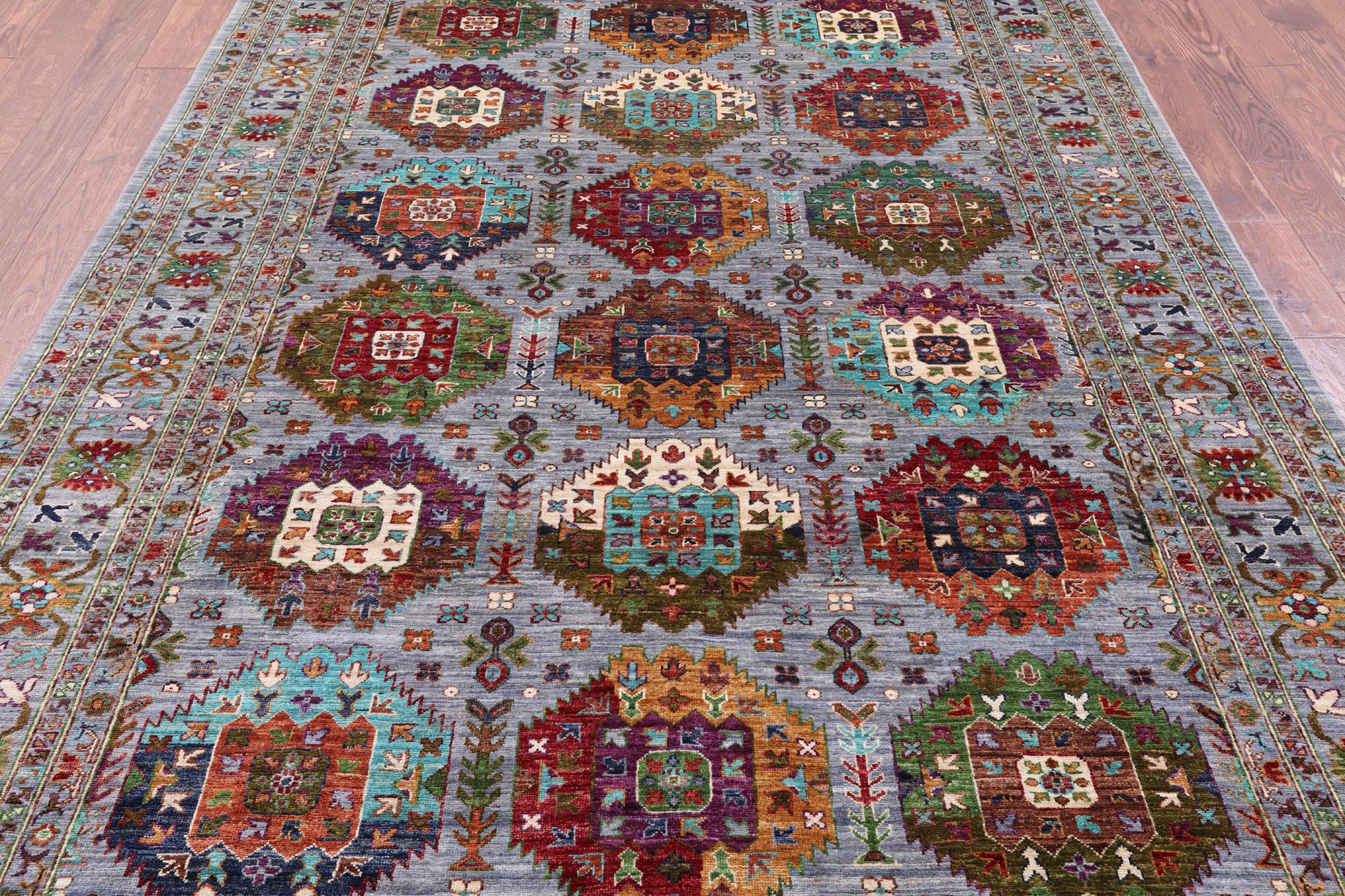 Turkmen Ersari Hand Knotted Wool Rug - 6' 9" X 9' 9" - Golden Nile