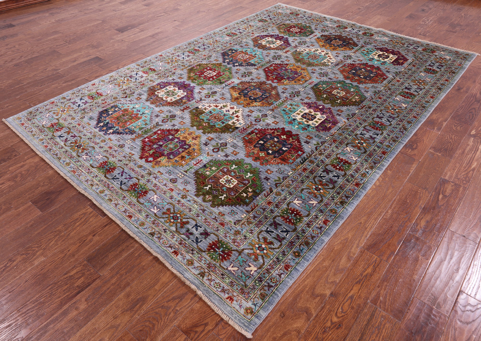 Turkmen Ersari Hand Knotted Wool Rug - 6' 9" X 9' 9" - Golden Nile