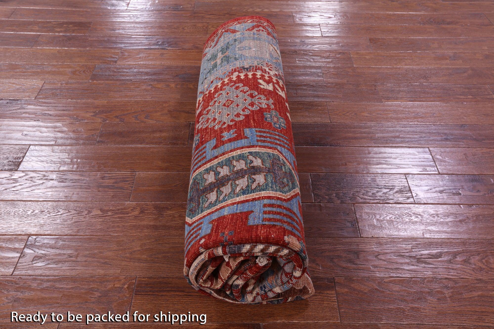 Red Persian Fine Serapi Hand Knotted Wool Rug - 7' 0" X 10' 2" - Golden Nile