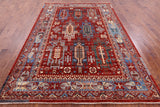 Red Persian Fine Serapi Hand Knotted Wool Rug - 7' 0" X 10' 2" - Golden Nile