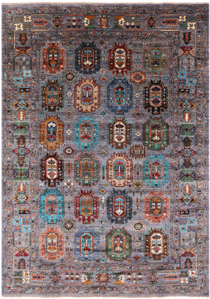 Turkmen Ersari Handmade Wool Rug - 6' 10" X 9' 9" - Golden Nile