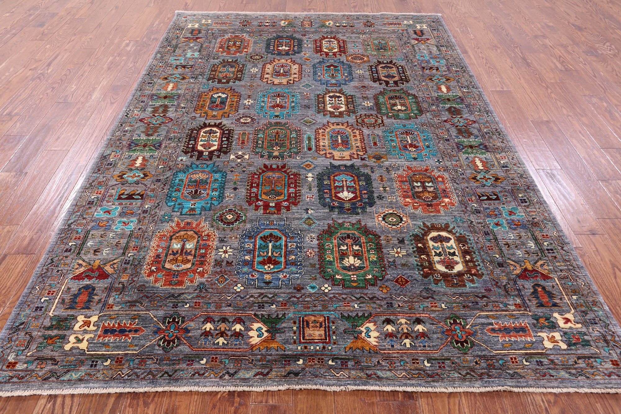 Turkmen Ersari Handmade Wool Rug - 6' 10" X 9' 9" - Golden Nile