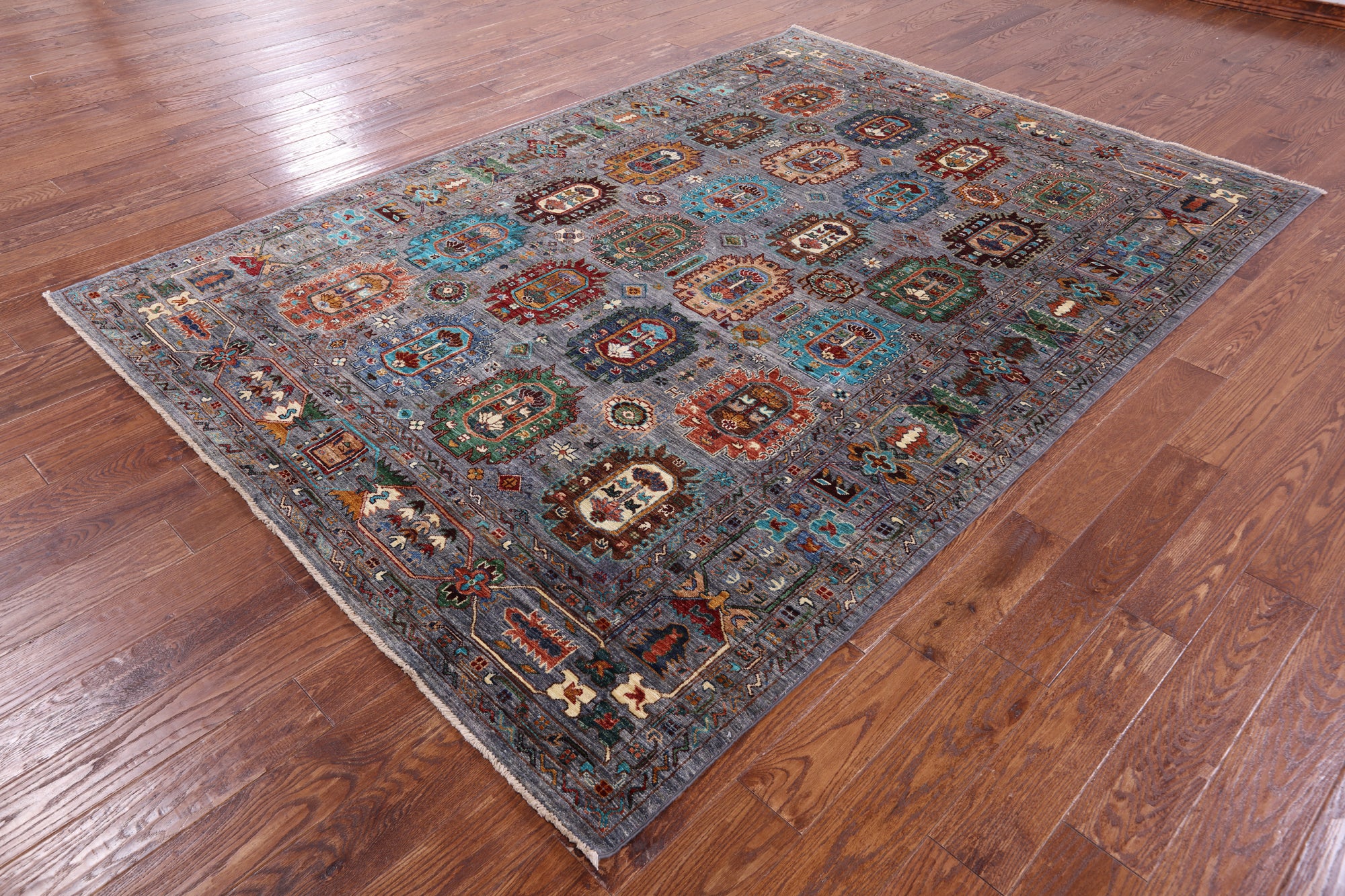 Turkmen Ersari Handmade Wool Rug - 6' 10" X 9' 9" - Golden Nile