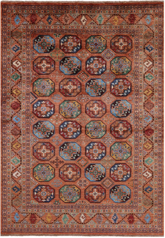 Turkmen Ersari Hand Knotted Wool Rug - 5' 7