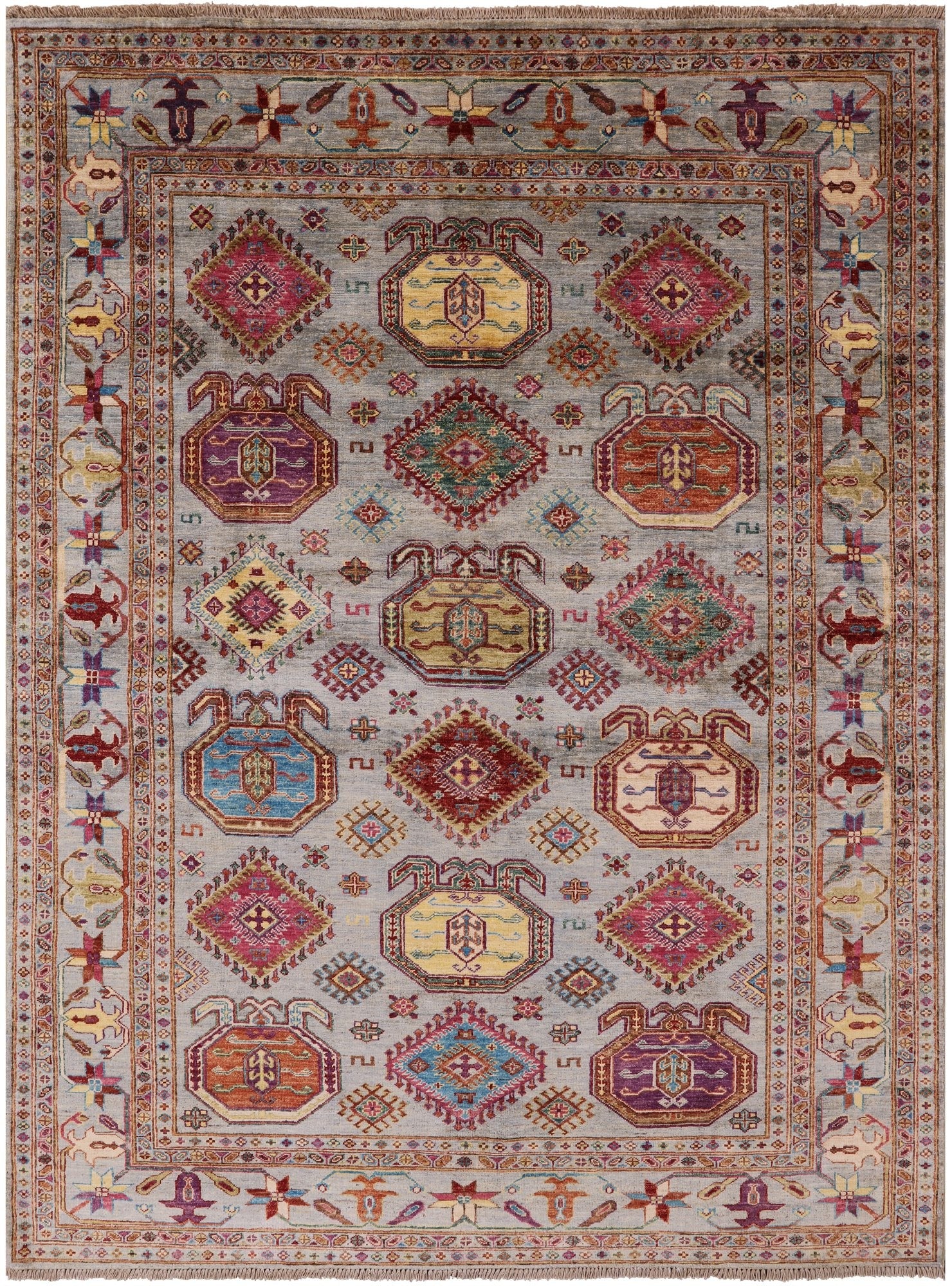 Turkmen Ersari Hand Knotted Wool Rug - 5' 8" X 7' 8" - Golden Nile