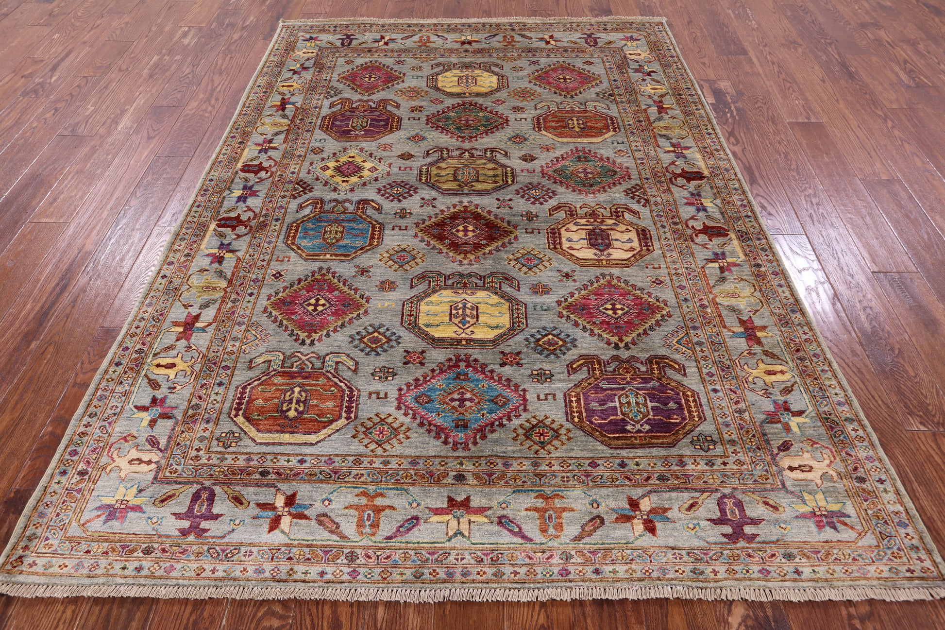 Turkmen Ersari Hand Knotted Wool Rug - 5' 8" X 7' 8" - Golden Nile