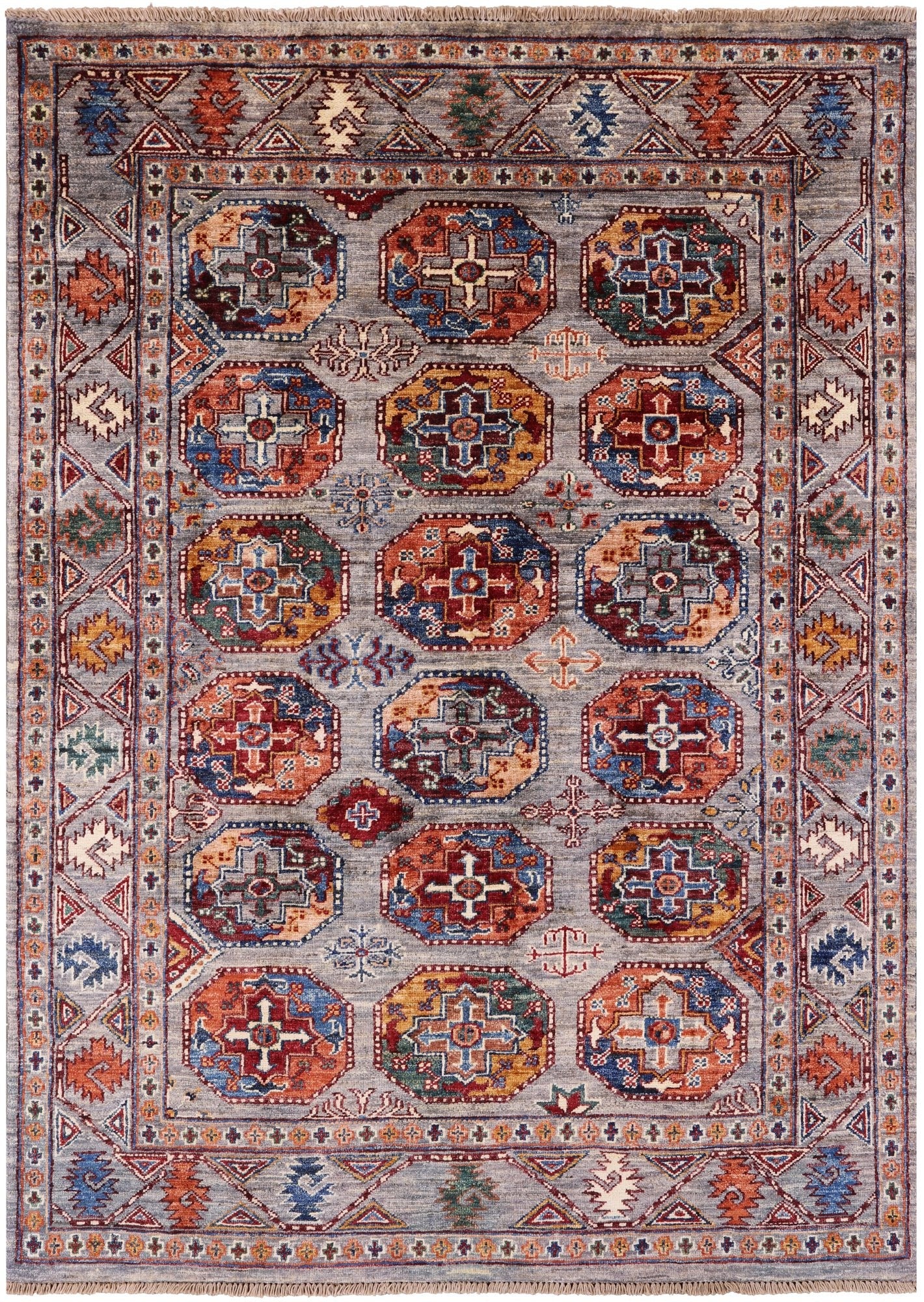 Turkmen Ersari Hand Knotted Wool Rug - 4' 2" X 5' 8" - Golden Nile