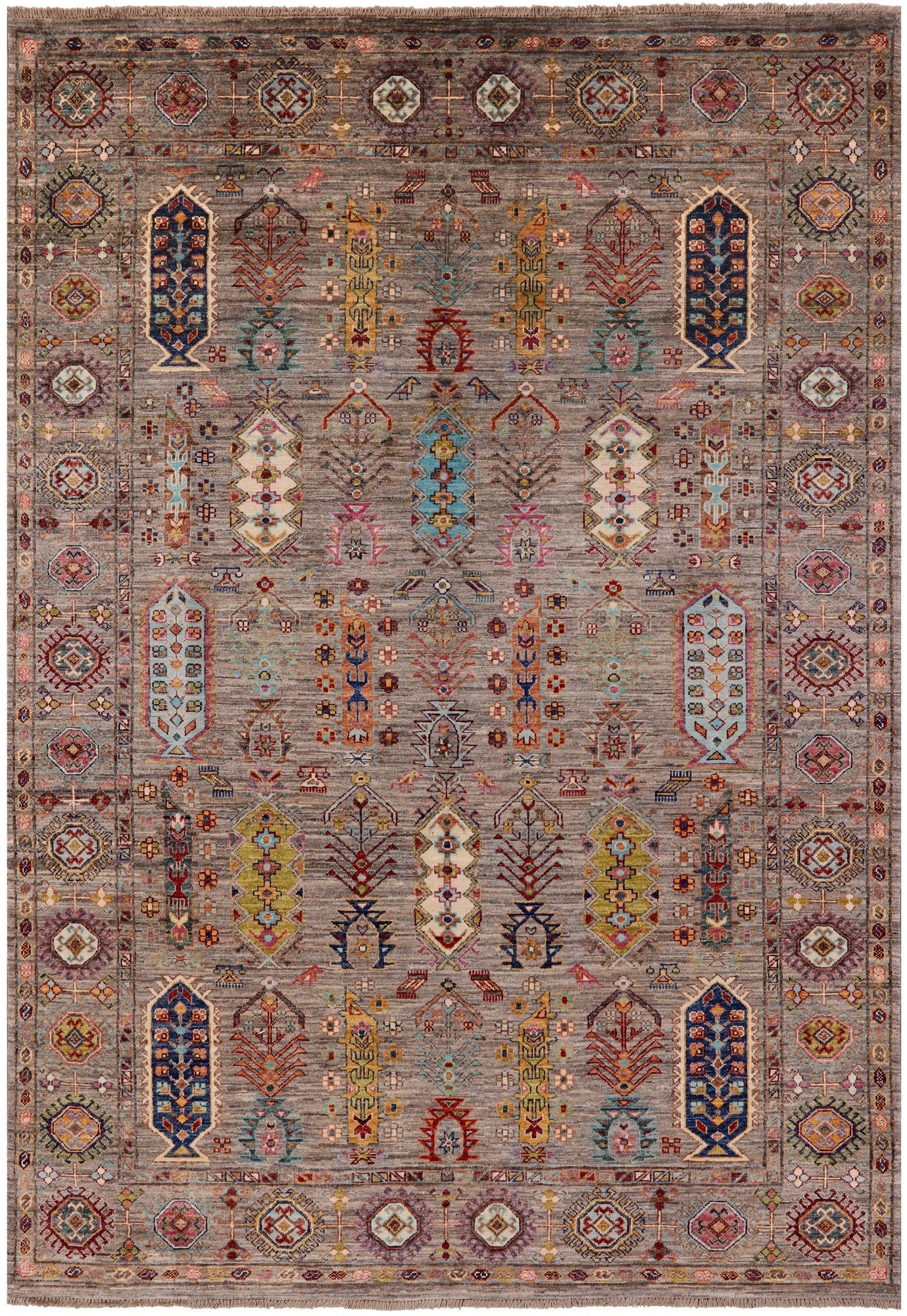Turkmen Ersari Hand Knotted Wool Rug - 5' 8" X 8' 0" - Golden Nile