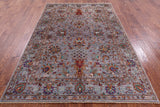Grey Peshawar Hand Knotted Wool Rug - 5' 8" X 8' 4" - Golden Nile