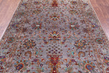 Grey Peshawar Hand Knotted Wool Rug - 5' 8" X 8' 4" - Golden Nile