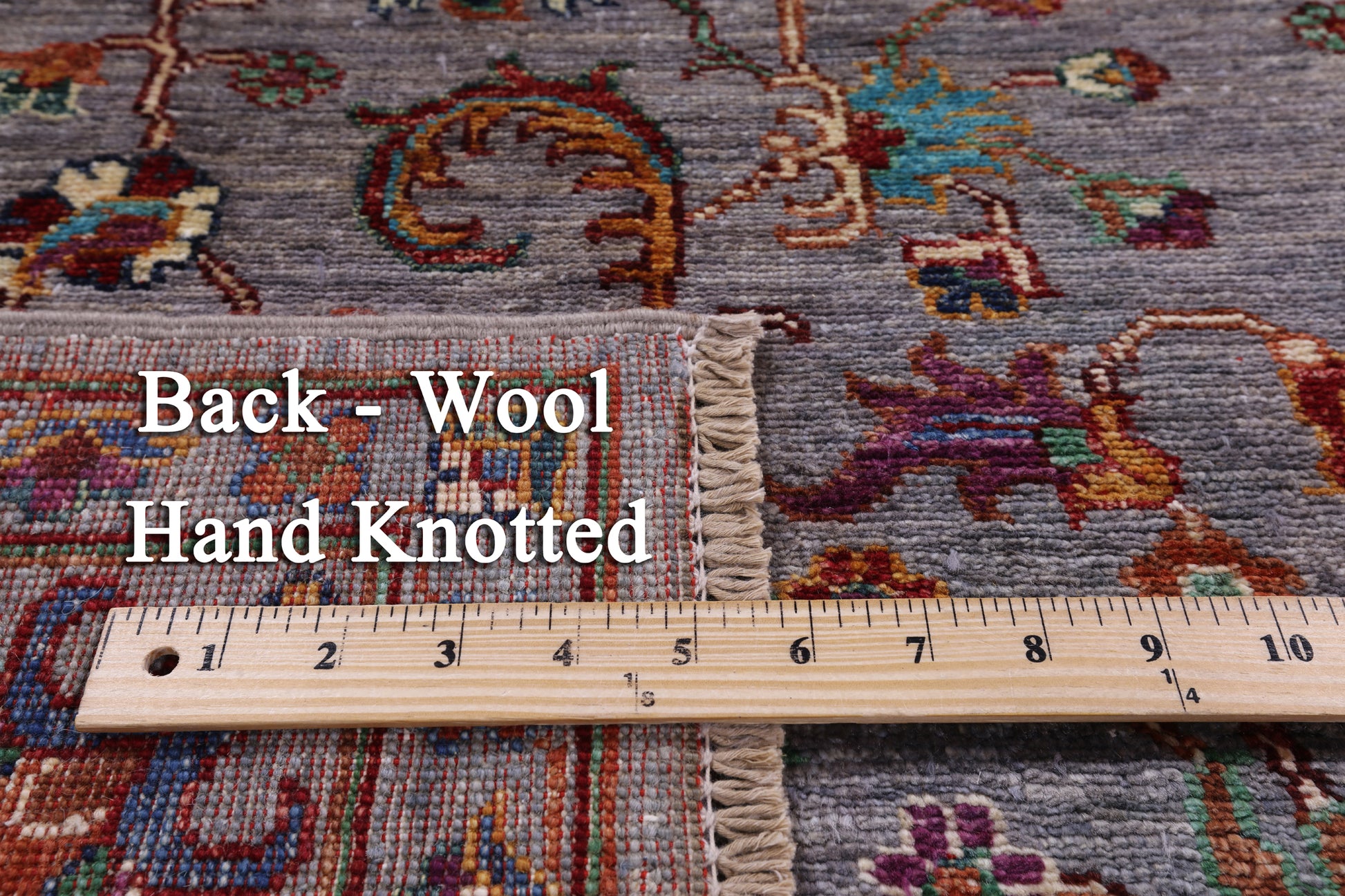 Grey Peshawar Hand Knotted Wool Rug - 5' 8" X 8' 4" - Golden Nile