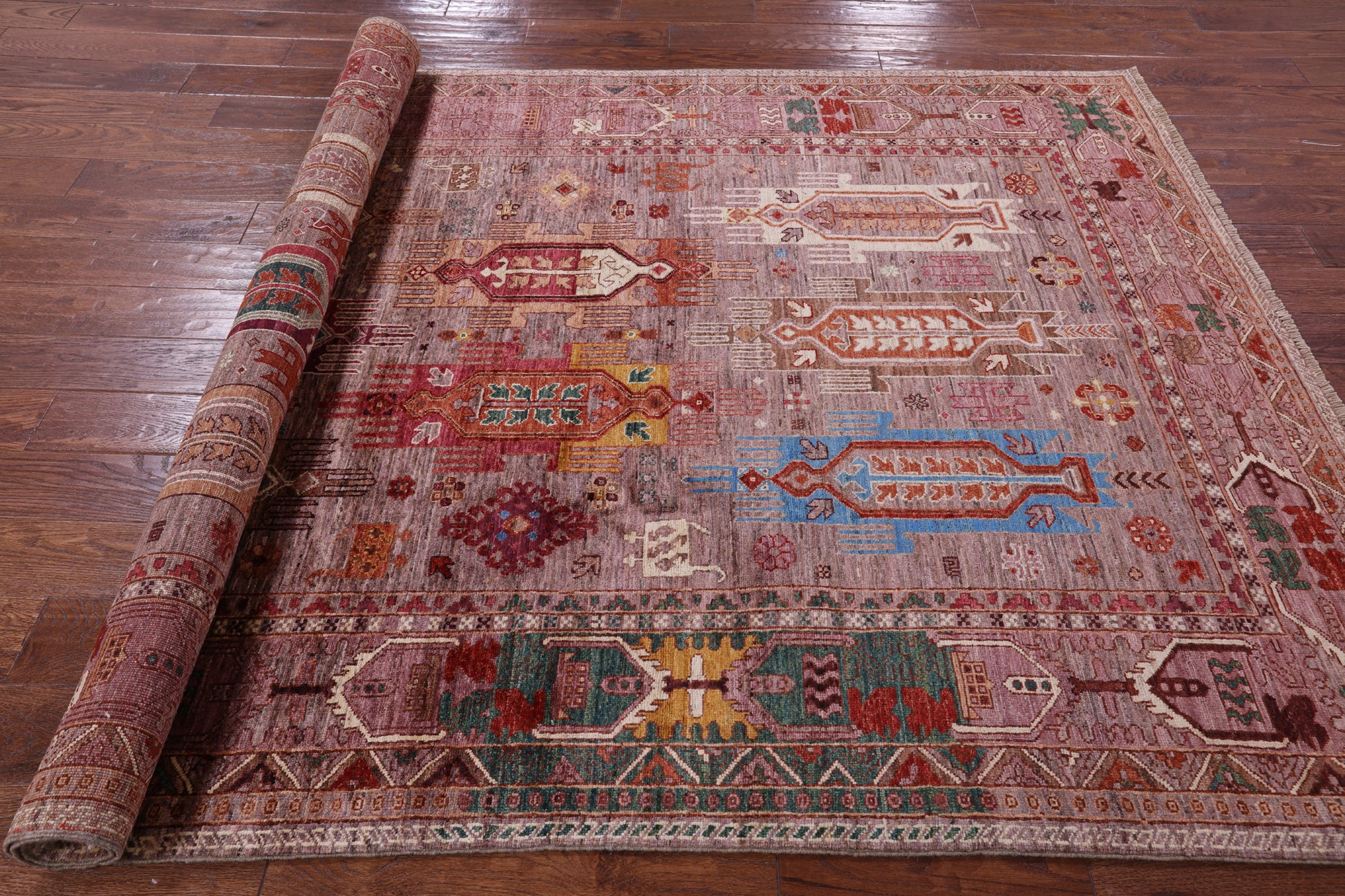 Persian Fine Serapi Handmade Wool Rug - 5' 8" X 8' 2" - Golden Nile