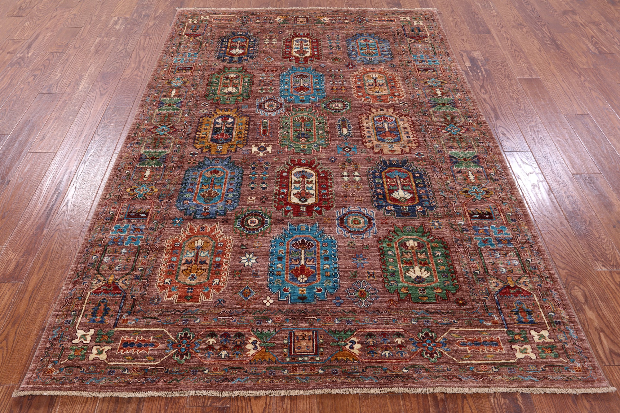 Turkmen Ersari Hand Knotted Wool Rug - 5' 8" X 8' 0" - Golden Nile