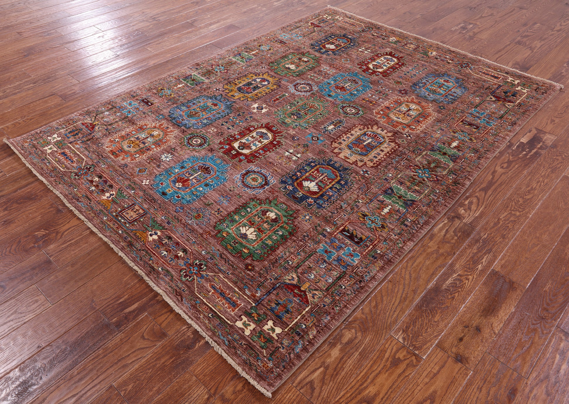 Turkmen Ersari Hand Knotted Wool Rug - 5' 8" X 8' 0" - Golden Nile
