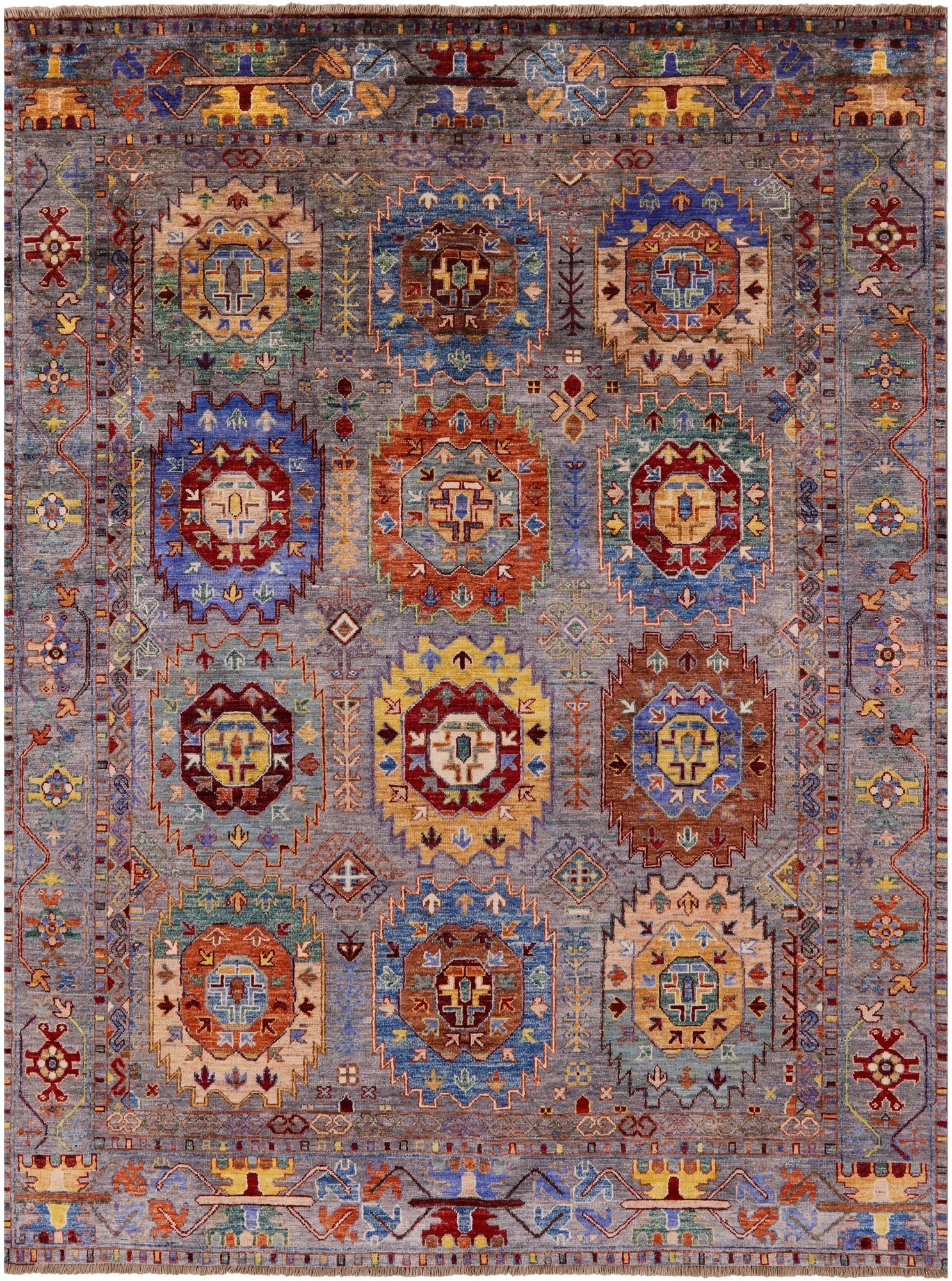 Turkmen Ersari Hand Knotted Wool Rug - 5' 8" X 7' 8" - Golden Nile
