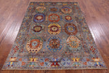 Turkmen Ersari Hand Knotted Wool Rug - 5' 8" X 7' 8" - Golden Nile